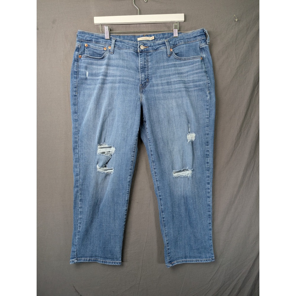 Levi's Boyfriend Jeans Blue Distressed Mid Rise Plus Size 20W
